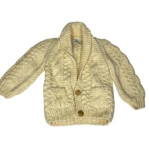 Vintage Lisbon Harbor Sweater Chunky Knit Hand Made Fisherman Button Cardigan